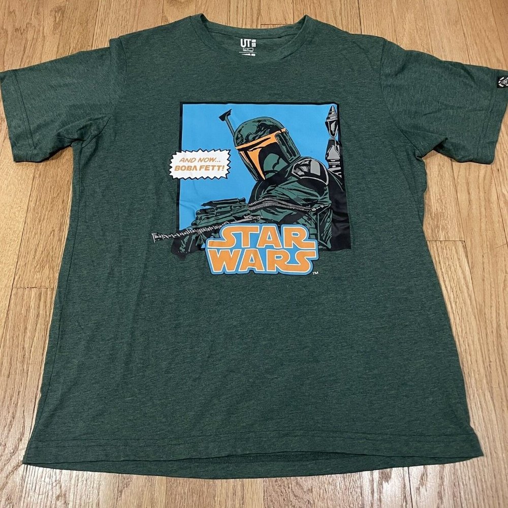 Uniqlo Star Wars And Now Boba Fett Green UT Graphic T-Shirt Mens M Rare Comic